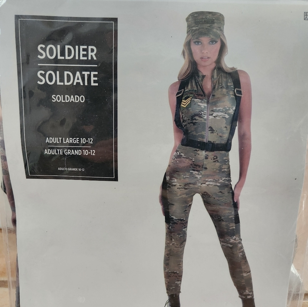 Camouflage Soldier Catsuit/costume. Adult large, New